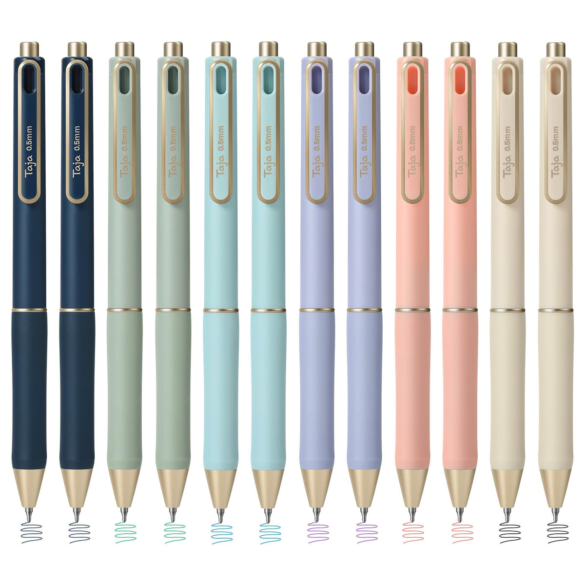 Taja Gel Pens, 6 Pcs Quick Dry Black Ink Pens, 0.5mm Fine Point, Pastel