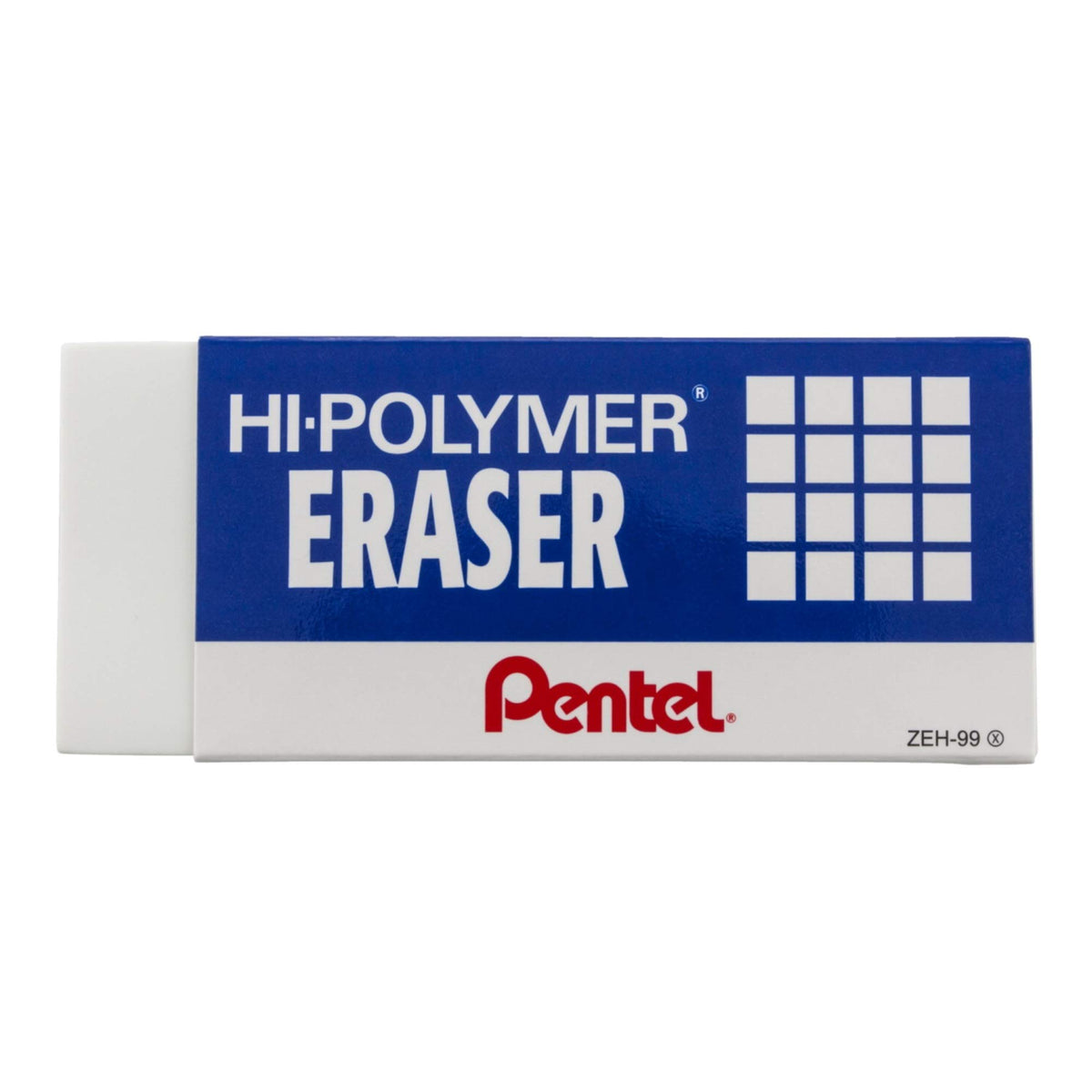 Pentel Hi-Polymer Block Eraser, Large, White, Pack of 10 Erasers