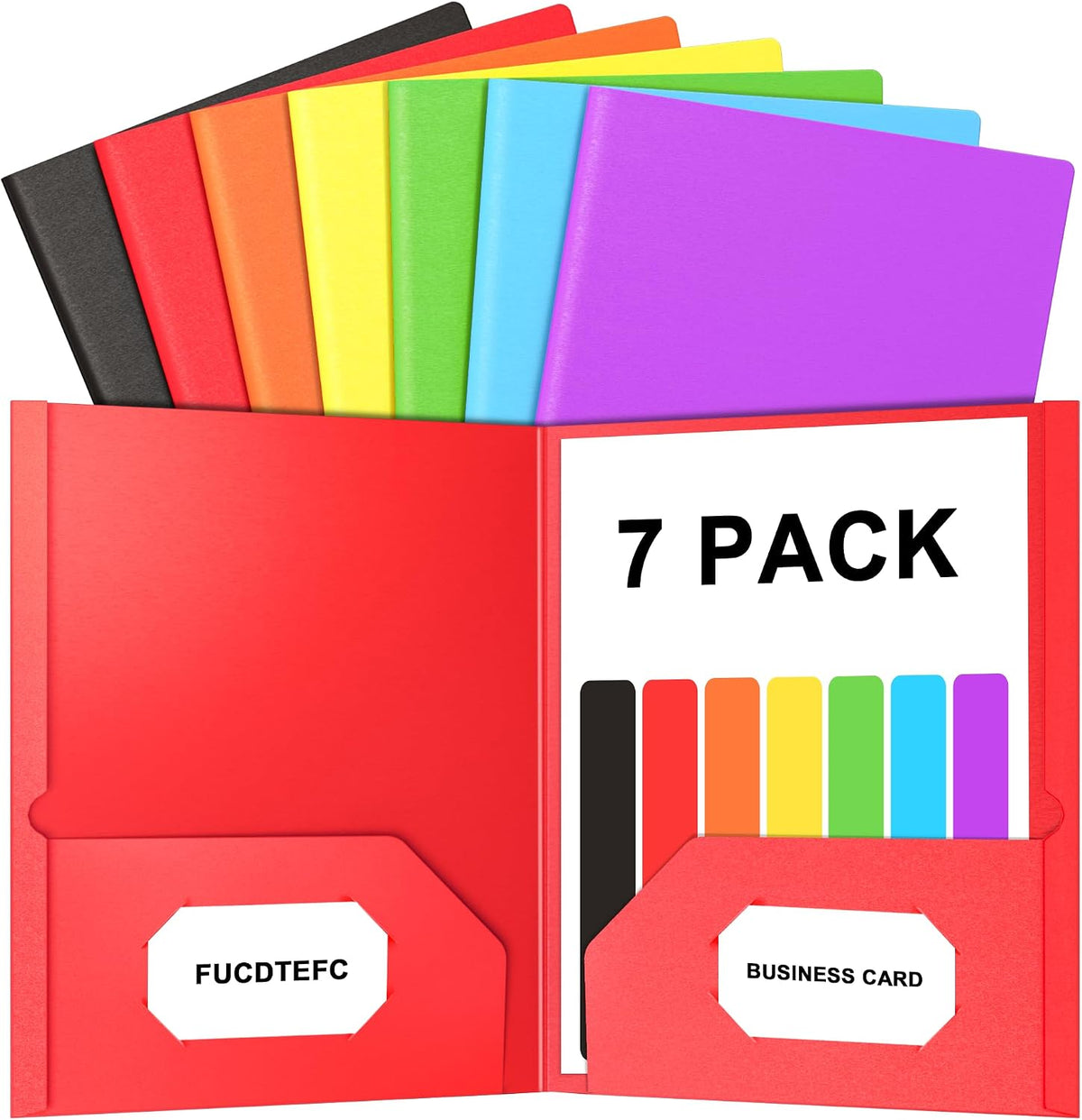 7 Pack Folders with Pockets, Colored Paper Pocket Folder