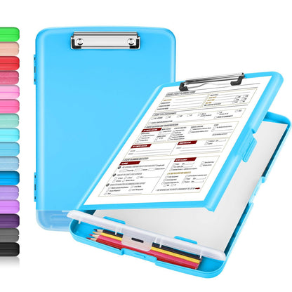 Sooez Clipboard with Storage, Clip Board 8.5 x 11 with Pen Holder, High Capacity Plastic Organization Case Box for Letter Legal A4 Size Paper, Nurses Teachers Must Haves, School & Office Supplies