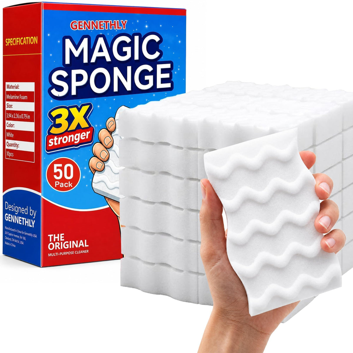 3X Density Magic Sponge Eraser, 20 Pack Cleaning Sponge for Kitchen & Bath