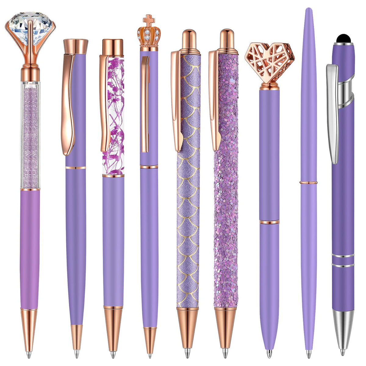 Janmini 9pcs Fancy Ballpoint Pens Glitter Journaling, Dark Blue