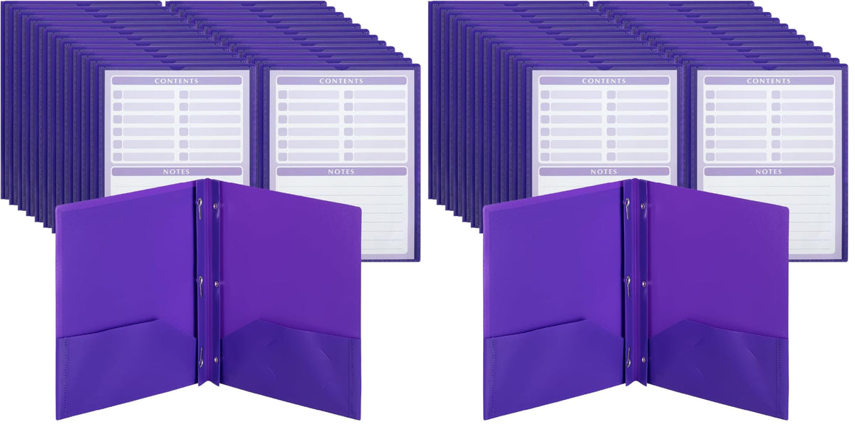 Mr. Pen- Plastic Folders with Pockets and Prongs, 5 Pack, Letter Size