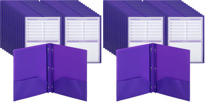 Mr. Pen- Plastic Folders with Pockets and Prongs, 5 Pack, Letter Size