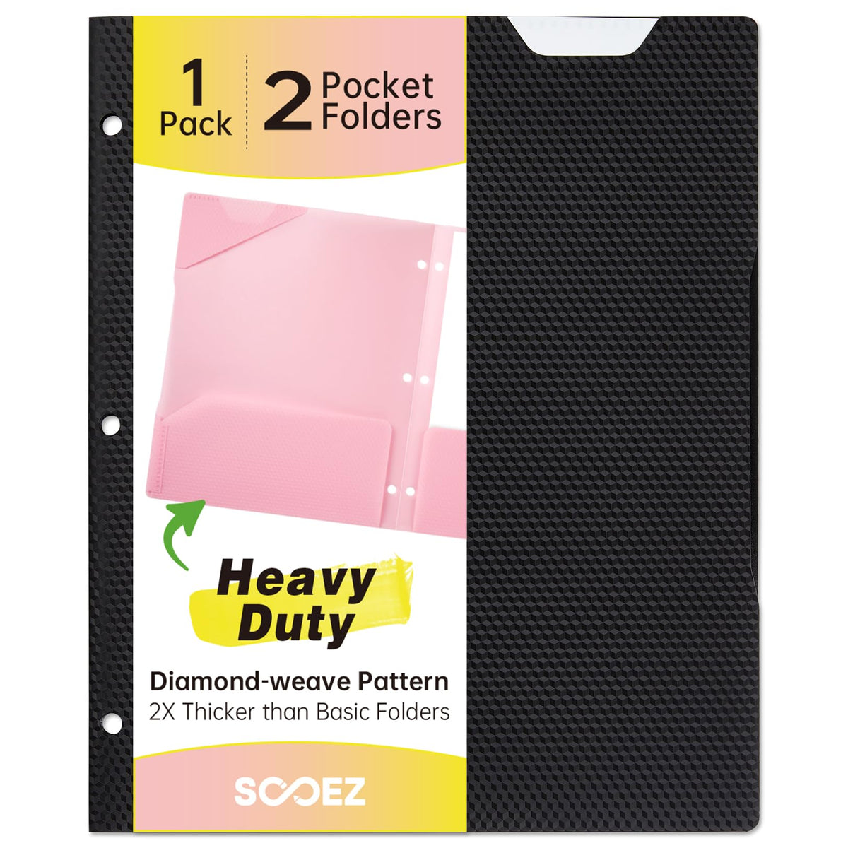 Sooez 6 Pack Plastic Folders with Pockets, Heavy Duty, Fits 3-Ring Binder