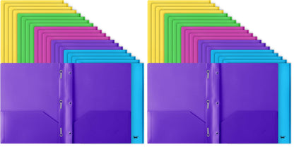 Mr. Pen- Plastic Folders with Pockets and Prongs, 5 Pack, Letter Size