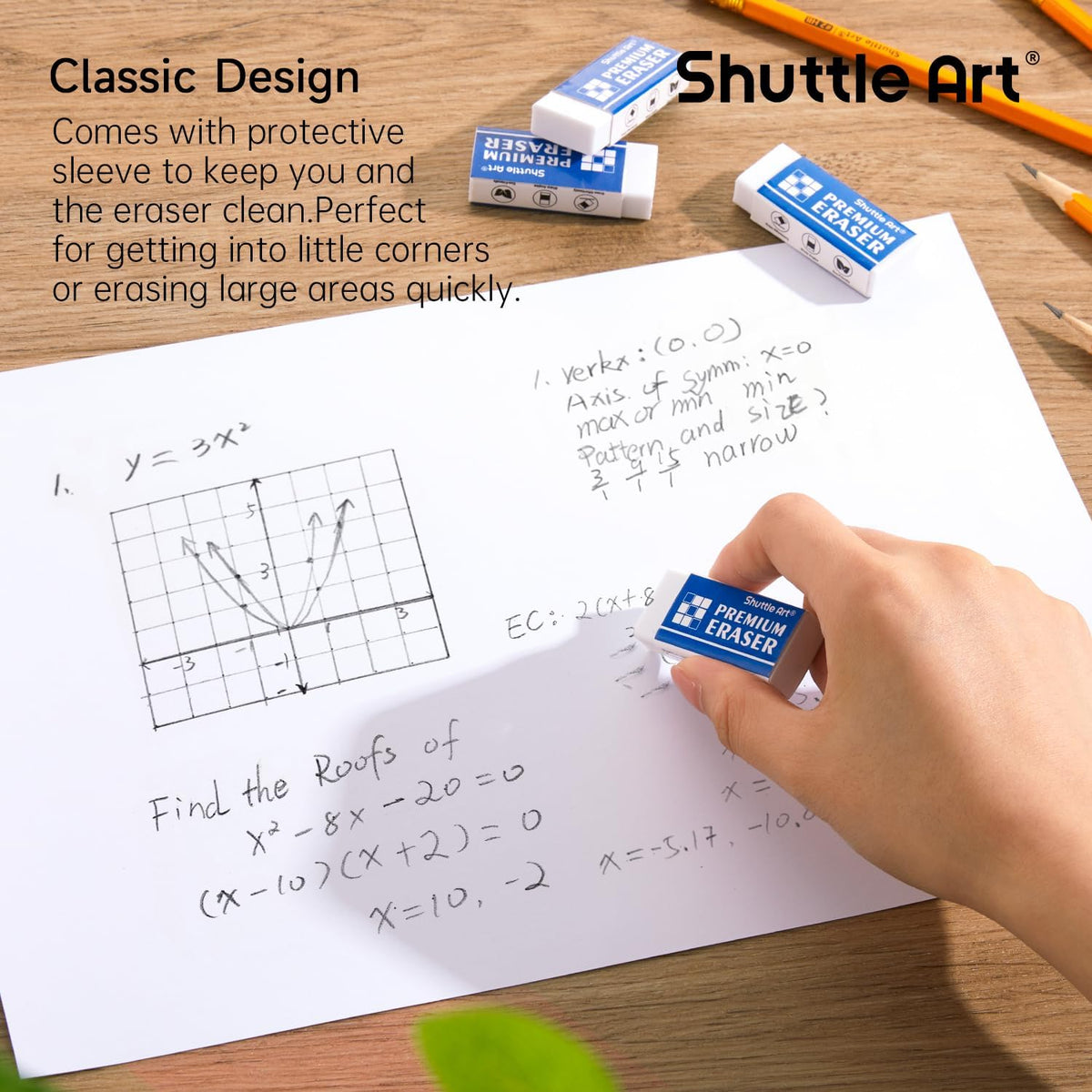 Erasers, Shuttle Art 288 Pack Premium Erasers Bulk, White Eraser Classroom Set for Kids Teachers as School and Office Supplies