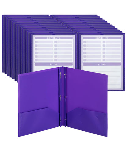 Mr. Pen- Plastic Folders with Pockets and Prongs, 5 Pack, Letter Size