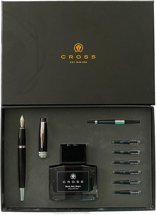 Cross Bailey Refillable Fountain Pen, Black Ink, Luxury Gift Box