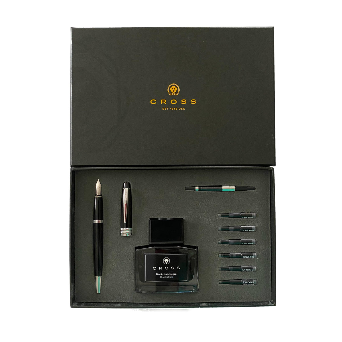 Cross Bailey Refillable Fountain Pen, Black Ink, Luxury Gift Box