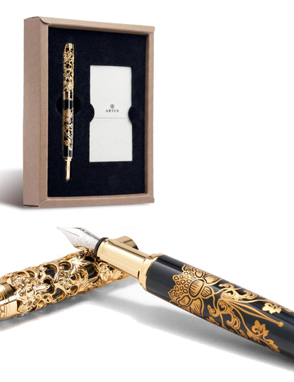 ARTEX x National Palace Museum Gold Lotus Fountain Pen & Marble Stand Set