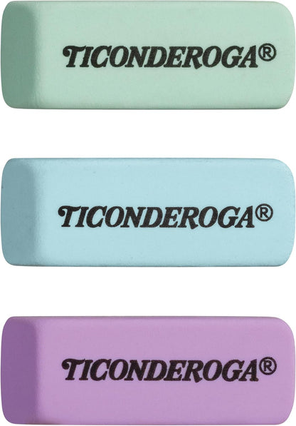 Ticonderoga Wedge Erasers, Pastel Colors, 3 Count