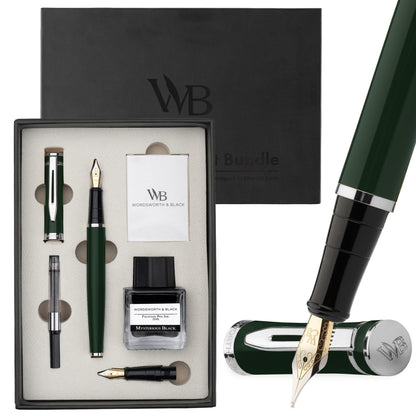 Wordsworth & Black Fountain Pen Gift Set, Medium & Extra Fine Nib, Brown