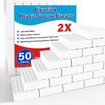 SmilinFit Magic Sponge Erasers, 20 Pack 2X Density Stronger Melamine Sponge Foam Pads, Multi-Functional Household Cleaning Supplies Cleaner for Kitchen, Bathroom, Bathtub, Sink, Wall Cleaner