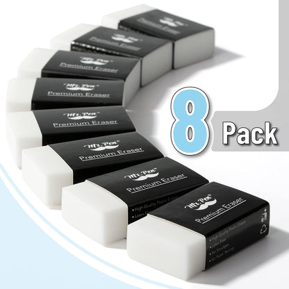 Mr. Pen- White Pencil Eraser, 8 Pack | Large Latex Free Block Erasers for School, Office, Art Sketching, Homework, Exams, Clean Smudge-Free Correction