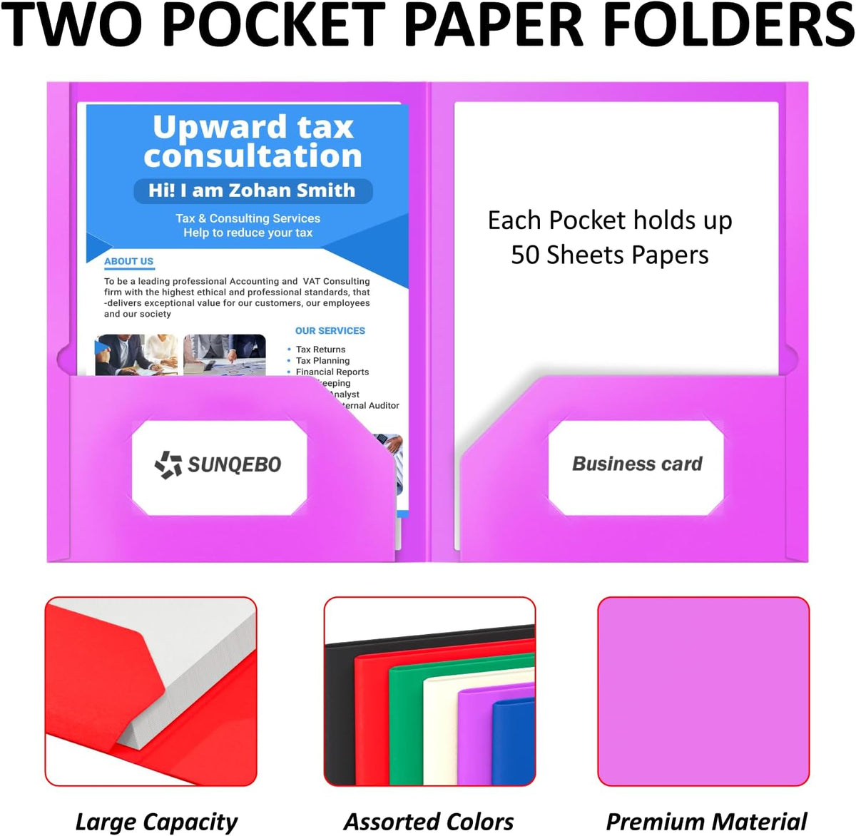 2 Pocket Folders, 6 Pack Folders with Pockets,Aesthetic Color with 10 Label
