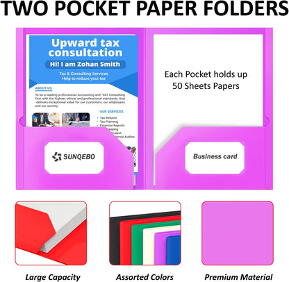 2 Pocket Folders, 6 Pack Folders with Pockets,Aesthetic Color with 10 Label