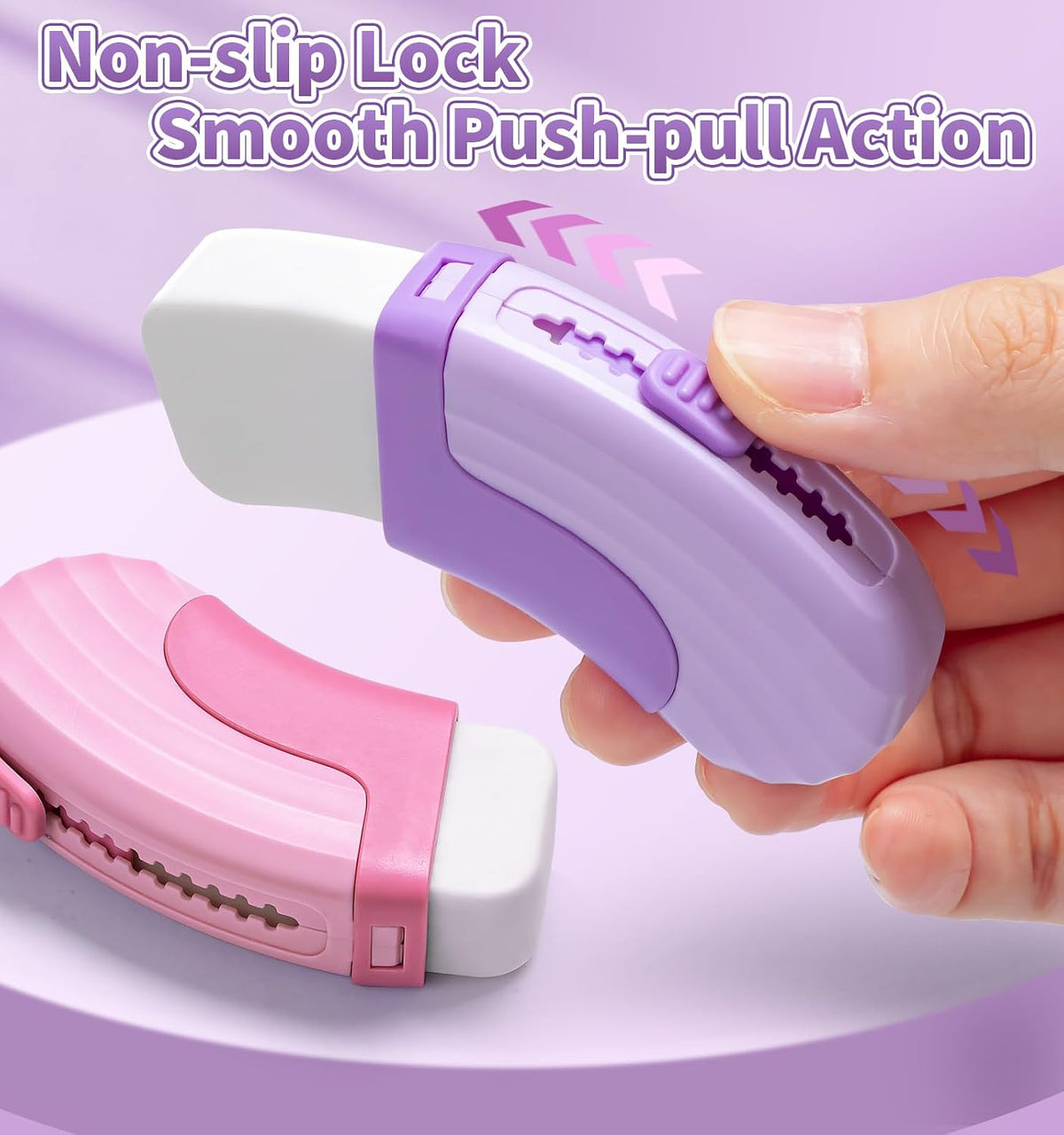 4+1 Pack Rubber Erasers Sliding Retractable Eraser - Pink