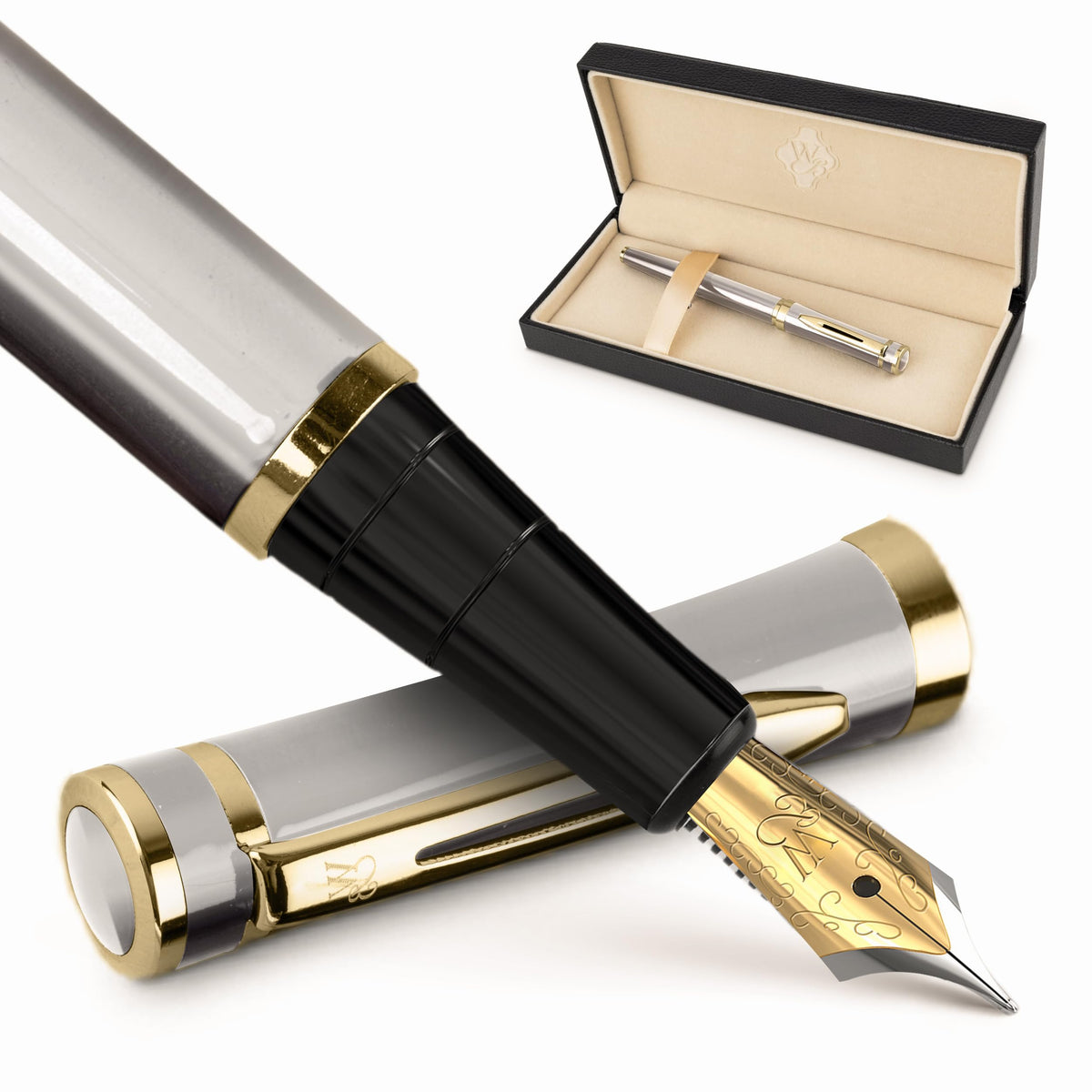Wordsworth & Black Luxury Fountain Pen Set for Writing, Medium Nib, Black