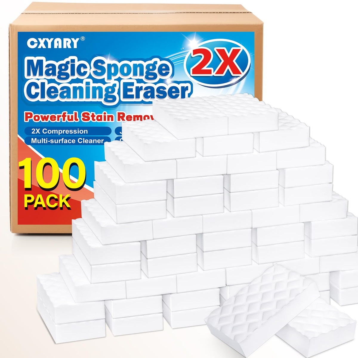 30 Pack 2X Magic Sponges Cleaning Eraser, Density Stronger Melamine Sponge