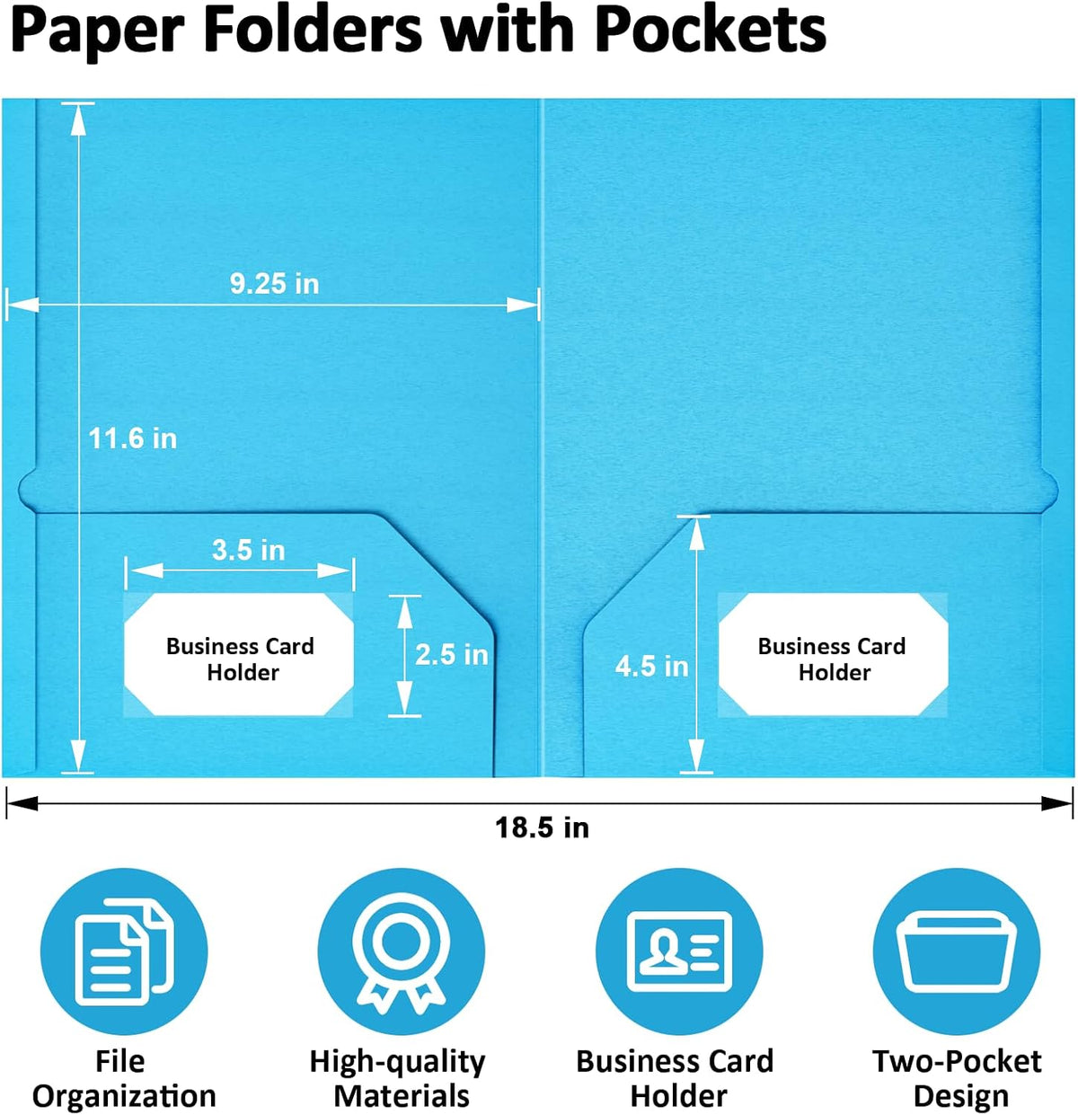 7 Pack Folders with Pockets, Colored Paper Pocket Folder