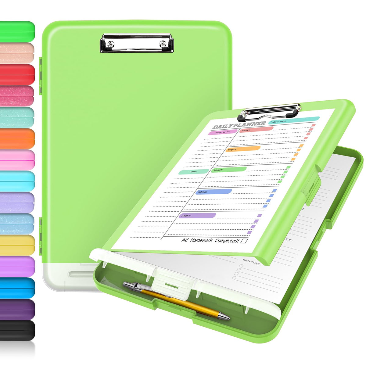 Sooez Clipboard with Storage, Clip Board 8.5 x 11 with Pen Holder, High Capacity Plastic Organization Case Box for Letter Legal A4 Size Paper, Nurses Teachers Must Haves, School & Office Supplies