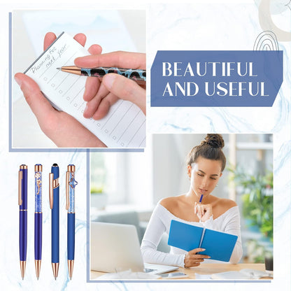 Janmini 9pcs Fancy Ballpoint Pens Glitter Journaling, Dark Blue