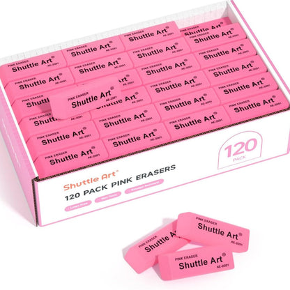 Shuttle Art Pink Erasers, 36 Pack Erasers Bulk, Latex-Free, No Smudge, Soft Eraser for Kids, Teachers, Homeschools, Art Classes and Back to School Supplies