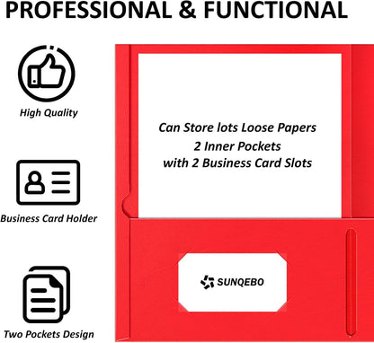 7 Pack Folders with Pockets, 2-Pocket with 10 Labels, Colored File Folders