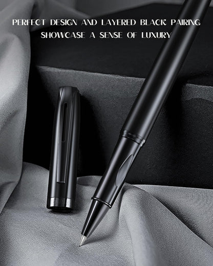 samurai Rollerball Liquid Ink Pen Set,Luxury Executive Writing Pen for the Office,Rollerball Pen Refillable,Schmidt Refill*2 And Gift Box,Best Roller Ball Pen Gift Set for Men & Women(Black)