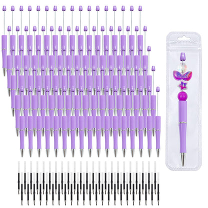 210 Pieces DIY Beadable Pen Bulk Kit – 70PCS Ballpoint Pen with Refills & Bags – Perfect for Beads Pens Supplies, Beaded Pens for DIY Crafting – Office Supplies & Teacher Accessories (Gold)