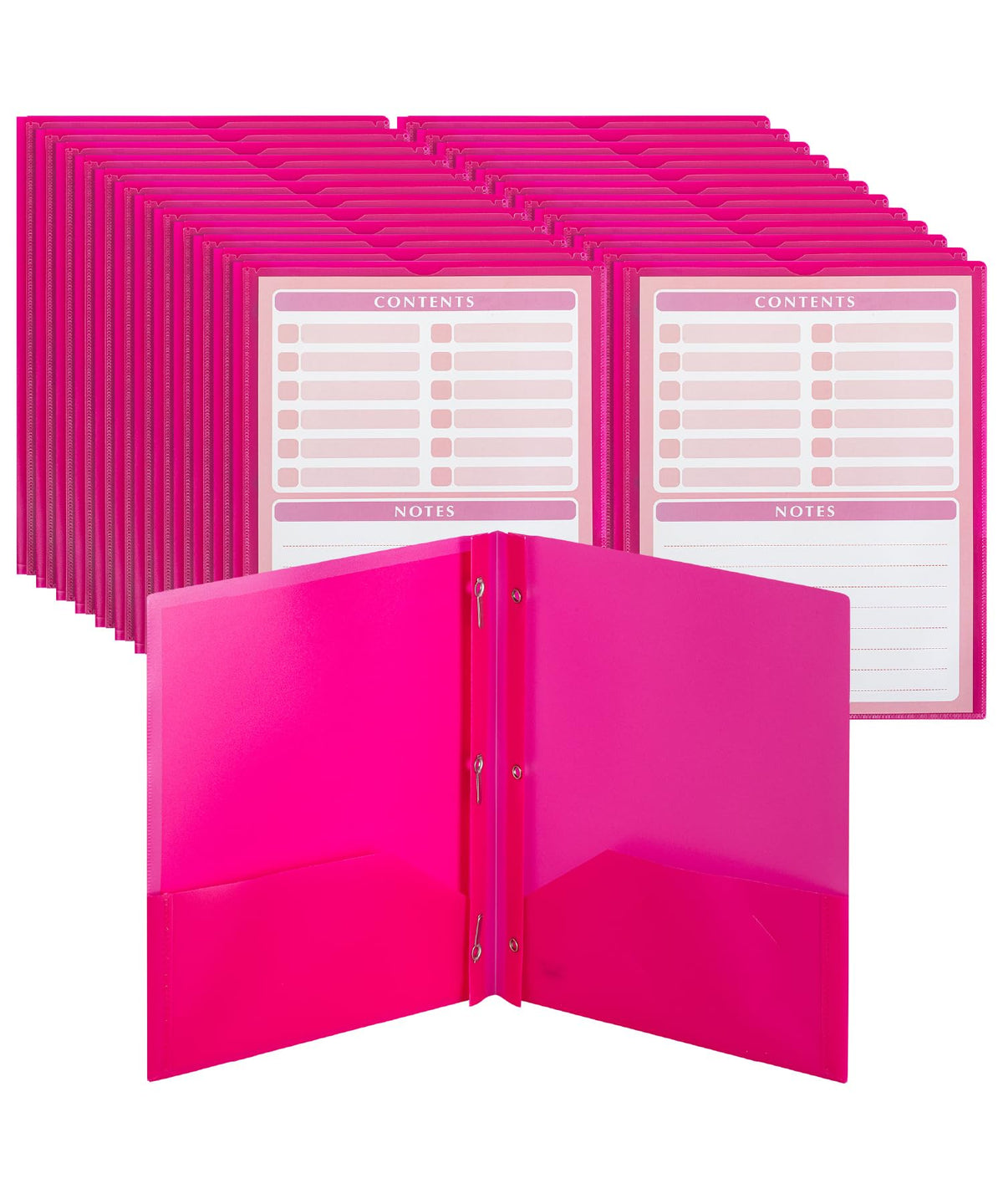 Mr. Pen- Plastic Folders with Pockets and Prongs, 5 Pack, Letter Size