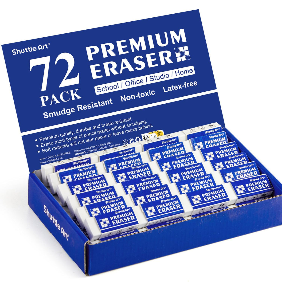 Erasers, Shuttle Art 288 Pack Premium Erasers Bulk, White Eraser Classroom Set for Kids Teachers as School and Office Supplies