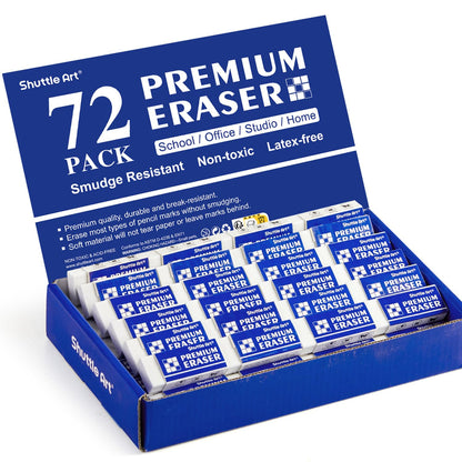 Erasers, Shuttle Art 288 Pack Premium Erasers Bulk, White Eraser Classroom Set for Kids Teachers as School and Office Supplies