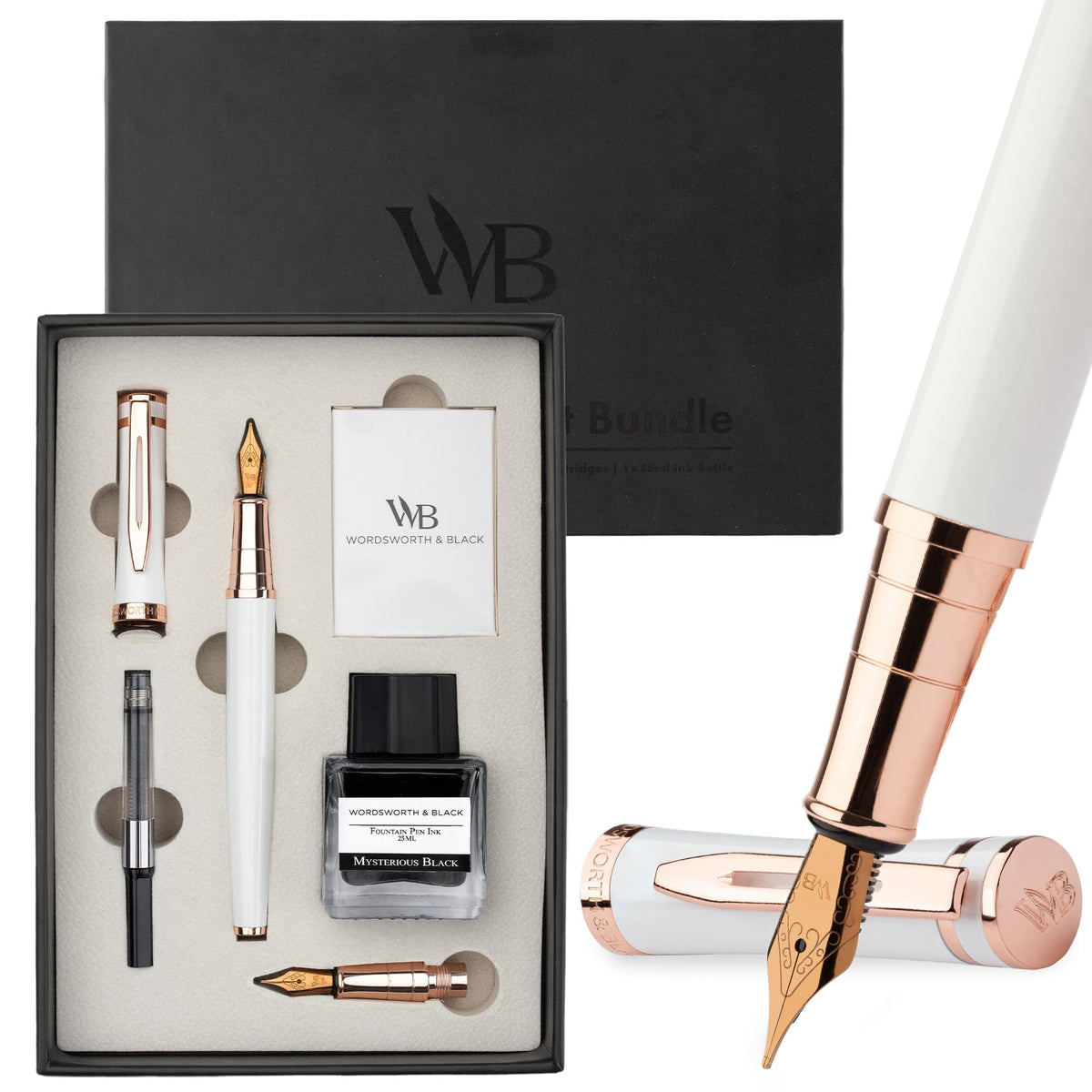Wordsworth & Black Fountain Pen Gift Set, Medium & Extra Fine Nib, Brown