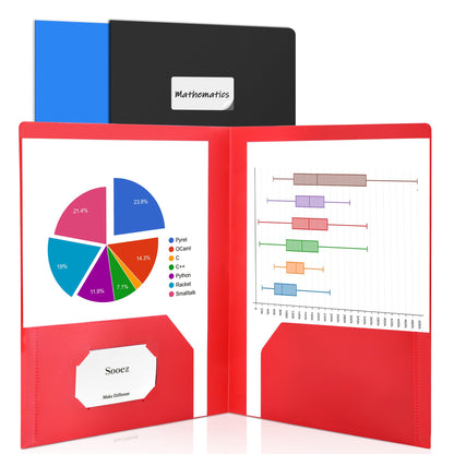 Sooez 7 Pack Folders with Pockets, 2 Pocket Folders with Extra Labels