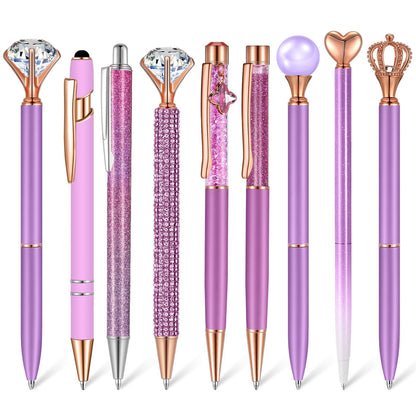 Janmini 9pcs Fancy Ballpoint Pens Glitter Journaling, Dark Blue
