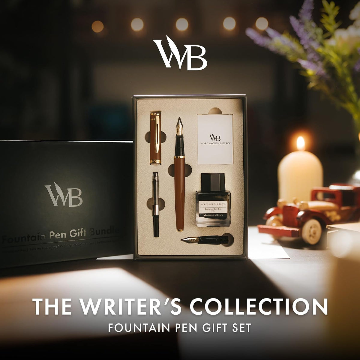 Wordsworth & Black Fountain Pen Gift Set, Medium & Extra Fine Nib, Brown