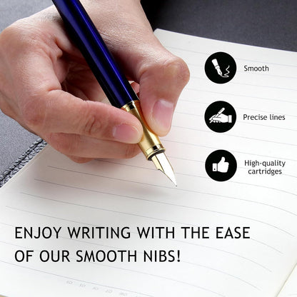 Fountain Pen, luxury Fine point smooth writing pen for journaling fancy pens with Gift Case 8 black ink cartridges an EF nib an ink converte nice pen writer gifts-Matte Green