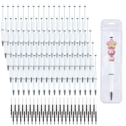 210 Pieces DIY Beadable Pen Bulk Kit – 70PCS Ballpoint Pen with Refills & Bags – Perfect for Beads Pens Supplies, Beaded Pens for DIY Crafting – Office Supplies & Teacher Accessories (Gold)