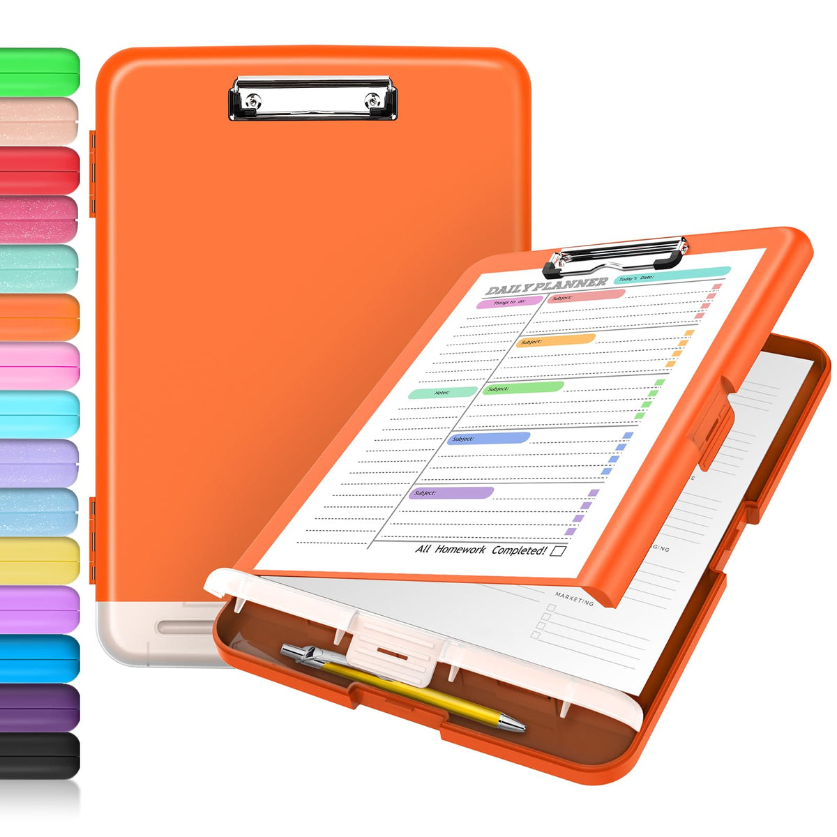 Sooez Clipboard with Storage, Clip Board 8.5 x 11 with Pen Holder, High Capacity Plastic Organization Case Box for Letter Legal A4 Size Paper, Nurses Teachers Must Haves, School & Office Supplies