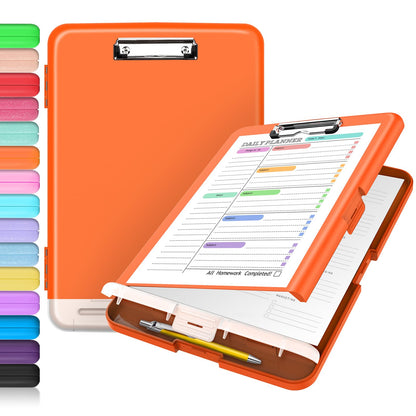 Sooez Clipboard with Storage, Clip Board 8.5 x 11 with Pen Holder, High Capacity Plastic Organization Case Box for Letter Legal A4 Size Paper, Nurses Teachers Must Haves, School & Office Supplies