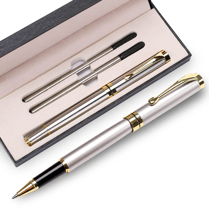 YIVONKA Luxury Ballpoint Pens Best Ball Pen Gift Set for Men & Women Professional Executive Office Nice BallPens Classy Gift Box Ballpoint Black Refill Line width 0.5mm (Red Gold)