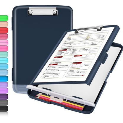 Sooez Clipboard with Storage, Clip Board 8.5 x 11 with Pen Holder, High Capacity Plastic Organization Case Box for Letter Legal A4 Size Paper, Nurses Teachers Must Haves, School & Office Supplies