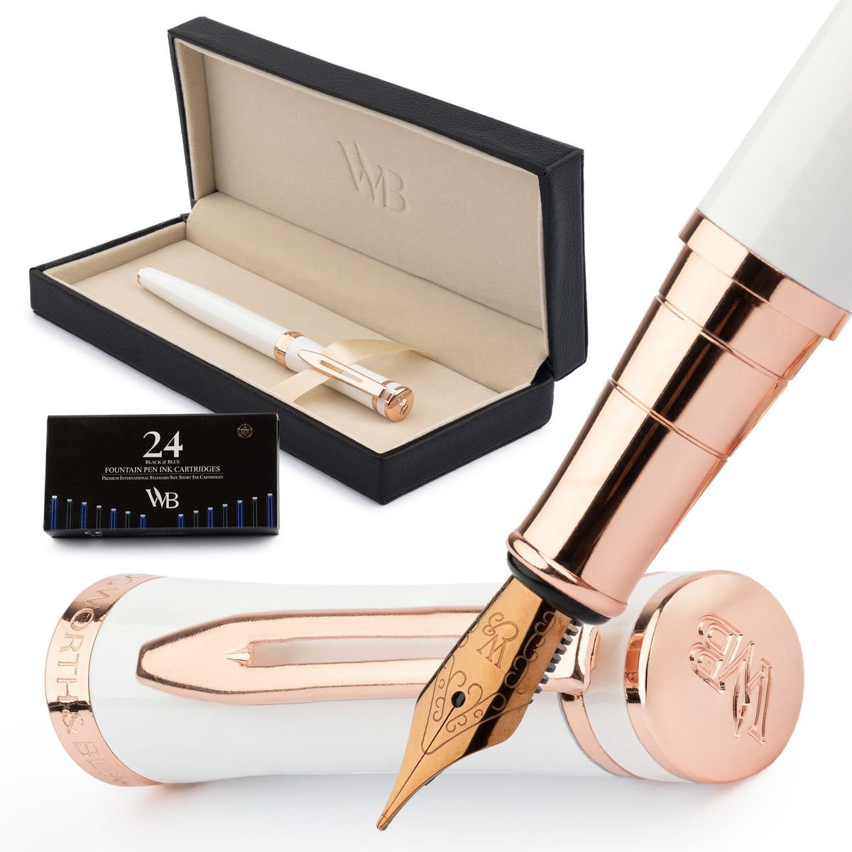 Wordsworth & Black Luxury Fountain Pen Set for Writing, Medium Nib, Black