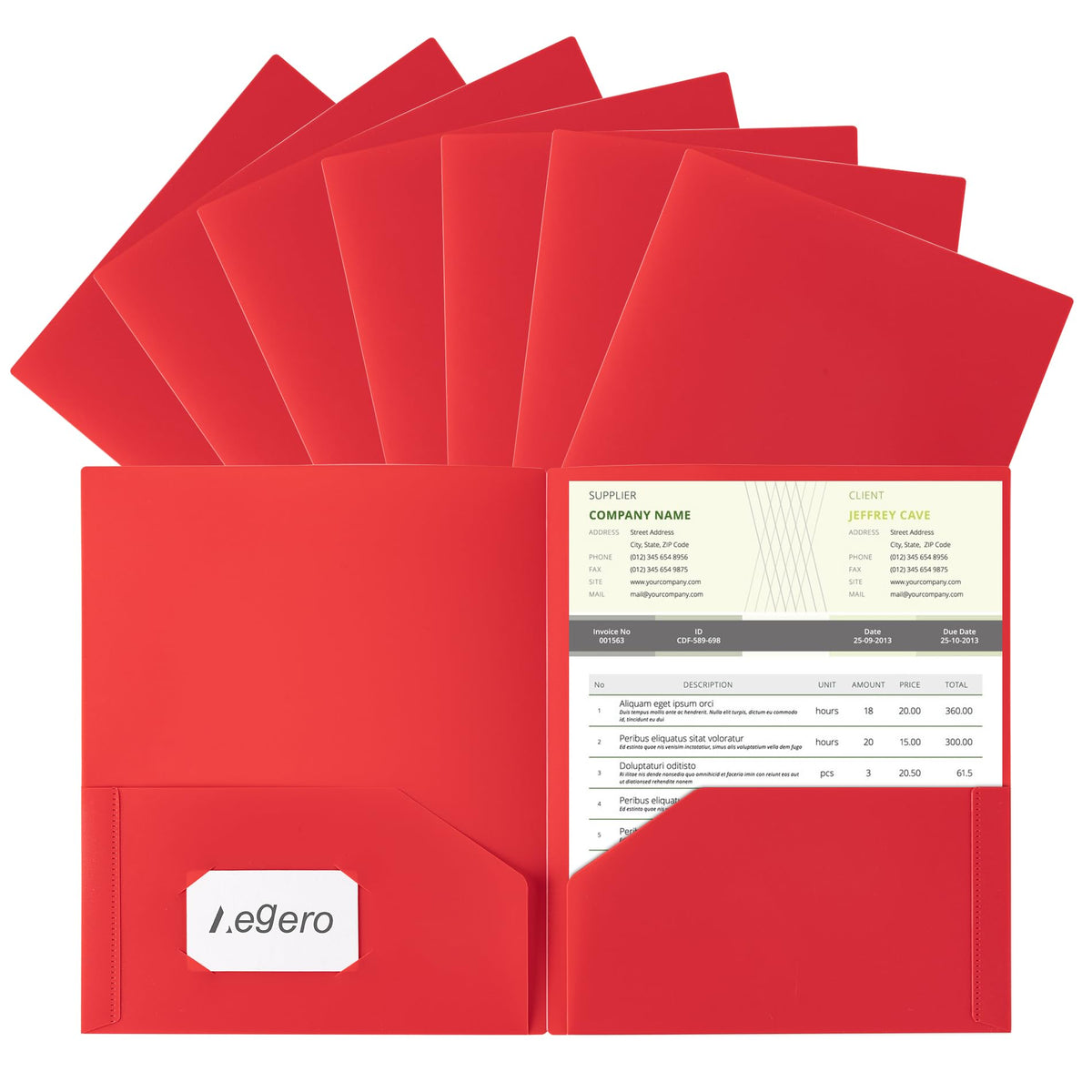 Aegero Plastic Folders with Pockets (7 Pack, Assorted Colors)
