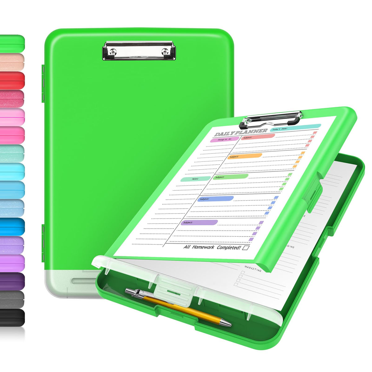 Sooez Clipboard with Storage, Clip Board 8.5 x 11 with Pen Holder, High Capacity Plastic Organization Case Box for Letter Legal A4 Size Paper, Nurses Teachers Must Haves, School & Office Supplies