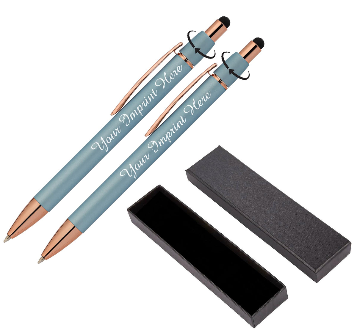 Fidget Pen for Adults - 2 Pack Stress Relief Pens with Gift Box - ADHD Anxiety - Metal with Rubber Grip - Focus for Office, Work (White-Black)