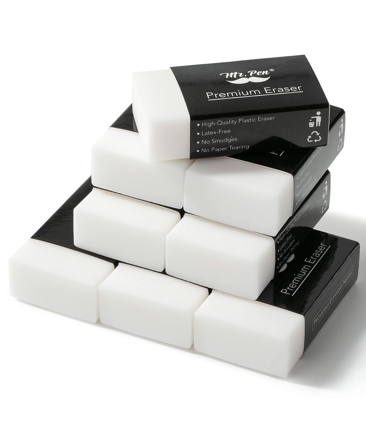 Mr. Pen- White Pencil Eraser, 8 Pack | Large Latex Free Block Erasers for School, Office, Art Sketching, Homework, Exams, Clean Smudge-Free Correction