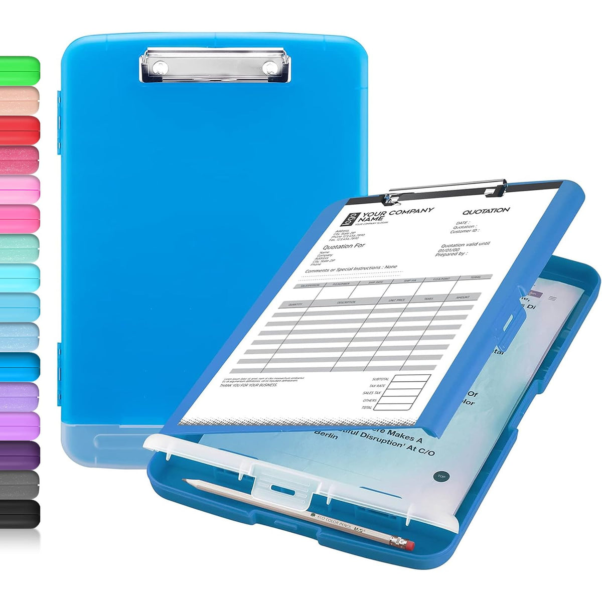Sooez Clipboard with Storage, Clip Board 8.5 x 11 with Pen Holder, High Capacity Plastic Organization Case Box for Letter Legal A4 Size Paper, Nurses Teachers Must Haves, School & Office Supplies